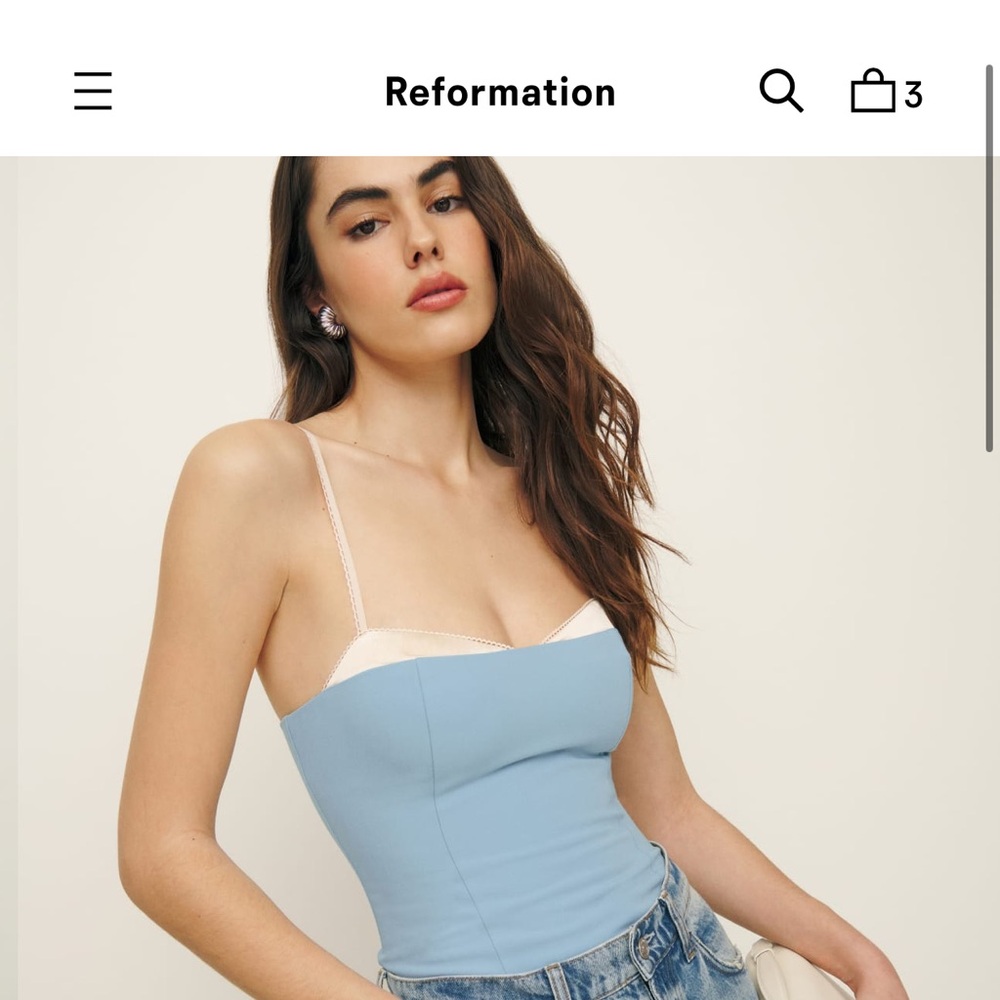 Reformation Melanie top in blue
